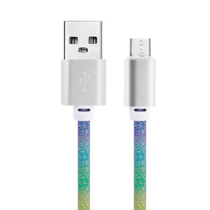 Grande vente de liquidation Nouveau style Vente en gros d'usine Haute qualité Câble de charge rapide Type-C 3A en cuir PU pailleté arc-en-ciel coloré CE - Product Image 5