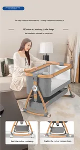Cuna Multifuncional para Bebé con Altura Ajustable, Plegable, para Recién Nacidos, con Ruedas y <span class=keywords><strong>Mosquitera</strong></span> - Product Image 5