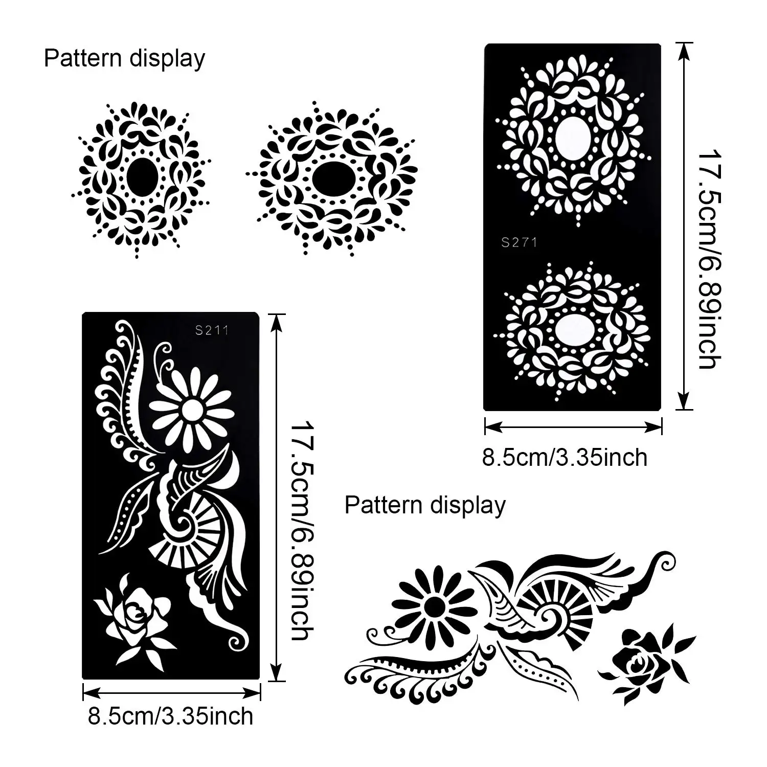 Modello di adesivo per tatuaggio all'henné riutilizzabile farfalla Mandala Flower Jewelry Face Body Art Glitter Tattoo Stencil Kit