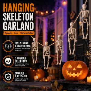 Ornement suspendu en plastique en forme de crâne de squelette pour Halloween, décoration d'horreur pour fête effrayante - Product Image 1