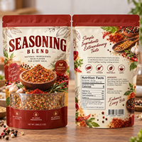 Sachet Doypack Personnalisé Imprimé pour Poudre d'Épices et Assaisonnements, Refermable avec Fermeture Éclair, Qualité Alimentaire, Anti-Humidité, avec Fenêtre