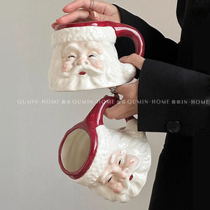 Taza <span class=keywords><strong>de</strong></span> Café/Té <span class=keywords><strong>de</strong></span> Cerámica Roja y Blanca con Relieve 3D <span class=keywords><strong>de</strong></span> Papá Noel, Estilo Festivo y Adorable - Product Image 2