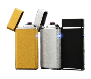 KY Custom Metal Lighter Windproof Double Arc Flameless Cigarette Rechargeable Usb Electric Lighters