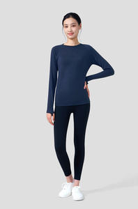 Lana Merino strato Base <span class=keywords><strong>donna</strong></span> Lite manica lunga camicia <span class=keywords><strong>termica</strong></span> camicia leggera leggera morbida camicia per escursioni a sci Yoga - Product Image 4