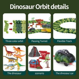 Juego de Pistas de Carreras Eléctricas con Dinosaurios 2025, Juego de Construcción Flexible para Armar, Juguetes de Pistas de Carreras para Niños - Product Image 4