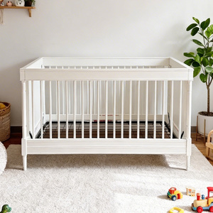 Multifunctional White <strong>Europe</strong> Girls Adjustable Height Sleeping Cot Wooden Bed <strong>Crib</strong> for Newborn 0-3 Years - Product Image 1