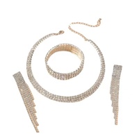 Mode européenne et américaine, ensemble de trois pièces de boucles d'oreilles, collier complet, accessoires de mariage tendance pour femmes