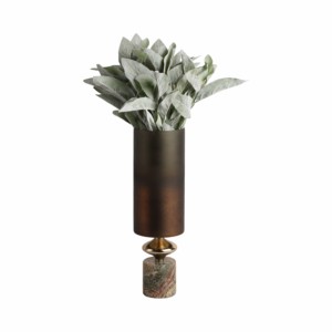 Vaso cilindrico in vetro con base in marmo e metallo per l'arredamento del soggiorno, accessorio moderno da tavolo per la casa - Product Image 2