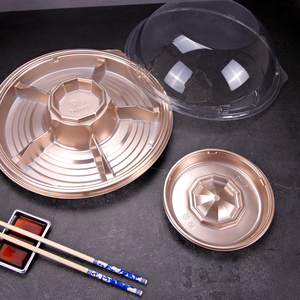 Boîte à sushi ronde jetable, boîte d'emballage pour fruits <span class=keywords><strong>de</strong></span> <span class=keywords><strong>mer</strong></span>, oie rôtie, boîte japonaise pour sashimi, riz et rouleaux <span class=keywords><strong>de</strong></span> légumes, plat Shouxi - Product Image 6