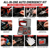 Kit d'outils d'urgence pour voiture avec câbles de démarrage robustes, tournevis, clé à douille, pince, gants de sécurité pour la réparation des panneaux de véhicule