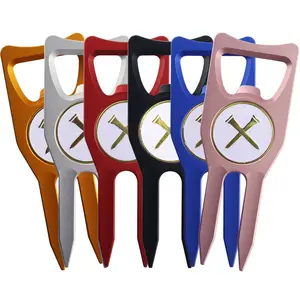 Fabricante Custom Design Golf Ball Marker Acessórios Hat Clip E Metal Magnético Golf Divot Repair Tool Com Bola De Golfe