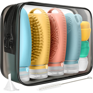 3-Piece Portable Reusable Leak Proof Soft Silicone Travel Cosmetic <b>Bottles</b> 100ml TSA Approved Lotion Set with Carabiner - Product Image 1