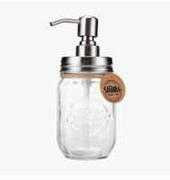 Distributeur de savon liquide pour les mains en verre rechargeable Maon Jars 500 ml avec pompe en acier inoxydable, distributeur de liquide à lessive