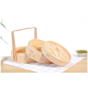 Ensemble de cuiseur vapeur en bambou écologique pour la cuisine traditionnelle chinoise, logo personnalisé pour les cuisinières à gaz et à induction, 14 cm/24 cm, personnalisé - Product Image 2