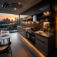 Meubles de cuisine préfabriqués en marbre noir stratifié, prêts à l'installation, fabriqués en Chine, directement de l'usine