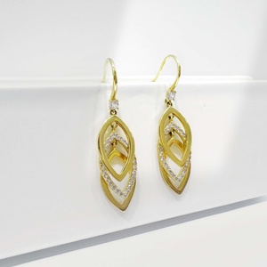 Boucles d'oreilles créoles personnalisées en argent sterling 925 avec cristal rond, mode 2026 pour femme, plaqué or 14 carats, style occidental, zircon CZ, pour mariage - Product Image 4