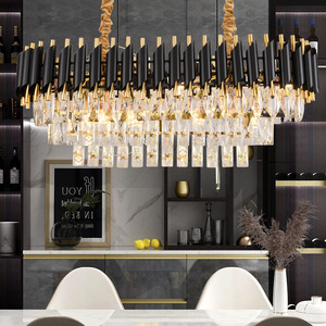Lámpara de Techo Redonda de Lujo para Interiores, Araña de Cristal Moderna Negra y Dorada con LED para el Hogar - Product Image 6