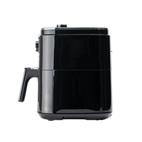Bouton rotatif 5.5L 1450W Friteuse à air chaud sans huile Panier croustillant rapide Minuterie de nettoyage facile Cadran de température Cuisson silencieuse Noir Friteuse à air saine