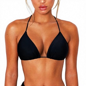 Traje de Baño de Una Pieza para Mujer, Sexy, con Escote Halter, Cintura Alta, Relleno Extraíble y Tanga, Color Sólido - Product Image 3