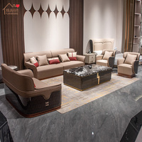 Ensemble de canapés de salon complet en cuir Nappa véritable personnalisable de style italien haut de gamme pour villa