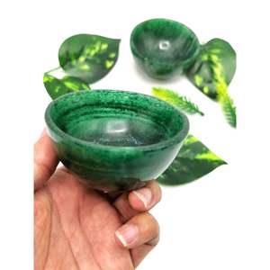 Hermosas tazas redondas de aventurina verde oscuro talladas a mano - 3 pulgadas de diámetro y peso de 160 g (0.35 lb) - SOLO UNA TAZA - Product Image 1