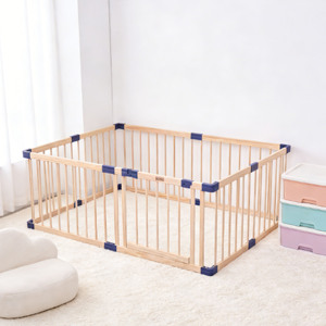 Parc de jeu multifonction en bois pour bébés et tout-petits, parc de jeu pliable en bois massif pour salon et chambre d'enfant - Product Image 6