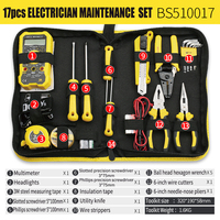 Kit d'outils professionnel pour électricien de 17 pièces avec multimètre et lampe frontale pour l'entretien et la réparation électriques