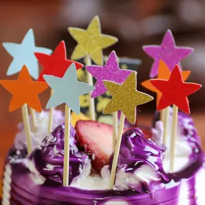10 adet/takım yıldız düğün kek Topper kek ekleme karton kutu dekorasyon parti malzemeleri