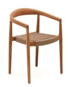 Silla de Comedor con Brazos de Madera de Teca y Asiento de Cuerda Color Marrón Leche - Muebles de Teca Hechos en Java, Indonesia - Product Image 2