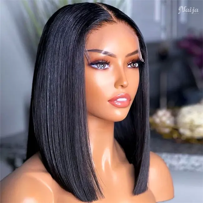 2022 New Style Short BOB Wig Brazilian Virgin Human Hair Lace Front Wig,Silky Straight Lace Frontal BOB for Black Women