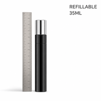 Flacon de parfum vide en verre 35 ml, bordeaux métallisé avec bouchon doré, flacon atomiseur de voyage rechargeable, vente en gros, étiquette personnalisée