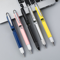 Stylo multifonction promotionnel 9-en-1 en gros avec ouvre-bouteille, lumière LED, tournevis, règle, niveau et stylo à bille, livré avec boîte