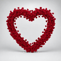 Arche de fleurs artificielles en forme de cœur, rose rouge, 2,4 m, grande structure florale pour demande en mariage, décoration d'événements