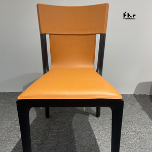 Customizable Orange Upholstered <b>Dining</b> <b>Chair</b> Black Wood Frame Leisure <b>Chair</b> Wholesale for Home Commercial Use - Product Image 1