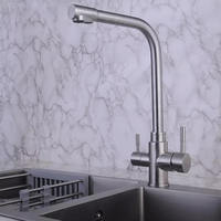 Robinet de cuisine moderne et simple en acier inoxydable, flexible, sans angles morts, à rotation libre, avec poignée unique et douchette céramique