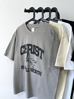 T-shirts pour hommes avec logo personnalisé en relief, 100% coton, lavage à l'acide, t-shirt vintage surdimensionné, streetwear, t-shirts unis pour hommes