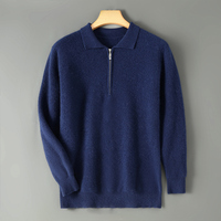Nouveau pull en laine anti-rétrécissement pour hommes mode d'affaires à fermeture éclair pour col polo chaud et décontracté pour l'hiver tissage en tricot respirant