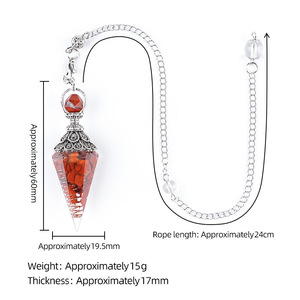 Pendule de divination et de guérison en pierre naturelle, cône hexagonal à pointe unique, en œil de tigre et améthyste, multi-matériaux, pour la sorcellerie - Product Image 3