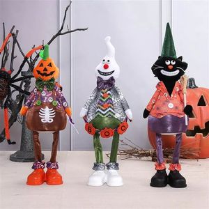 Whimsical Light Up Halloween Gnomes Black and White Striped Standing Ornaments for Party - Product Image 3