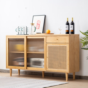 Solid Wood <b>Sideboard</b> Japanese Style Living Room <b>Storage</b> Cabinet Modern Minimalist Tea Cabinet Integrated <b>Storage</b> Low Cabinet - Product Image 1