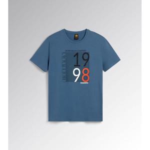 T-shirt graphique 1998 Diadora Workwear Company bleu, vêtements décontractés pour hommes - Product Image 1
