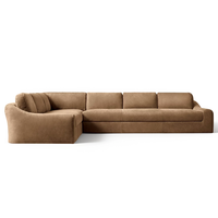 Europäischer Stil Luxus-Ledersofa-Set Wohnzimmer-Couch Möbel mit Rollarmlehnen Niedrige Plüschkissen Villa Innenbereich Langlebig