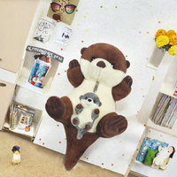 Youthfuljive Ensemble de 5 jouets en peluche Otter de mer, comprenant une mère et 4 bébés, avec pochette zippée, rembourrés en coton PP, animaux en peluche doux et câlins