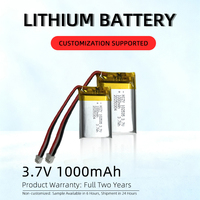 MSDS 可提供 HIZY 102535 3.7V 1000mAh 3.7Wh 聚合物锂离子电池 内置 PCM 保护 500 次循环 12 个月保修 全球适用
