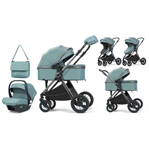 <span class=keywords><strong>Poussette</strong></span> bébé 3-en-1 légère de haute qualité pour 0-3 ans, lit pliant portable avec siège <span class=keywords><strong>auto</strong></span> gris métallique durable pour tout-petits - Product Image 6