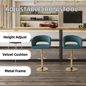 Iron Velvet <b>Adjustable</b> Minimalist Bar <b>Stools</b> Modern Swivel Commercial-Use Home Bar Dining Gym Counter <b>Height</b> Living Room Hotel - Product Image 2