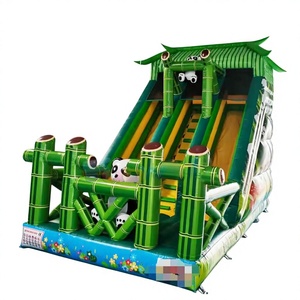 Gran tobogán inflable comercial de doble carril con diseño de panda. - Product Image 1
