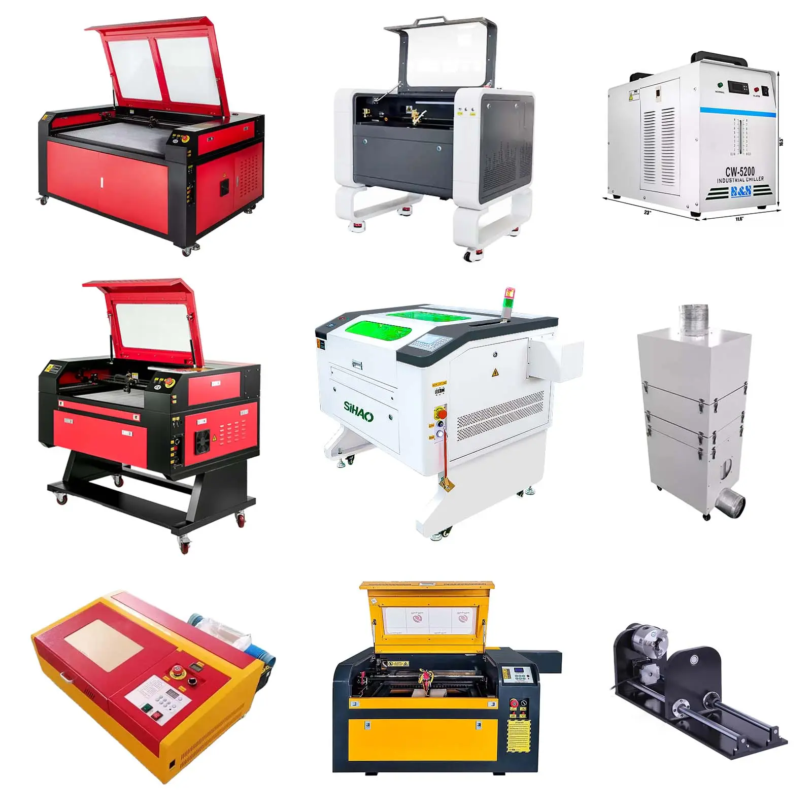 OEM full set of 3d laser crystal stone engraving equipment with rotary axis shaft chiller smoke filter