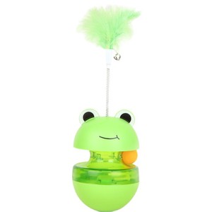 Frog Tumbler <b>Cat</b> Toy 360 Degree Rotation <b>Treat</b> <b>Dispensing</b> Interactive Pet Toy For <b>Cats</b> With Feather Bell - Product Image 3