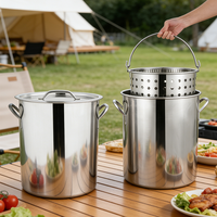 Daosheng – Ensemble de casseroles et marmites de cuisson commerciales en acier inoxydable 36QT pour friture profonde, soupes et bouillons de fruits de mer, avec panier perforé